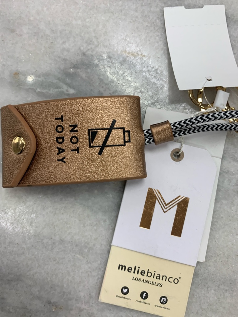 melie bianco 'Not Today' Metallic Rose Gold Keychain Pouch - Picture 4 of 5